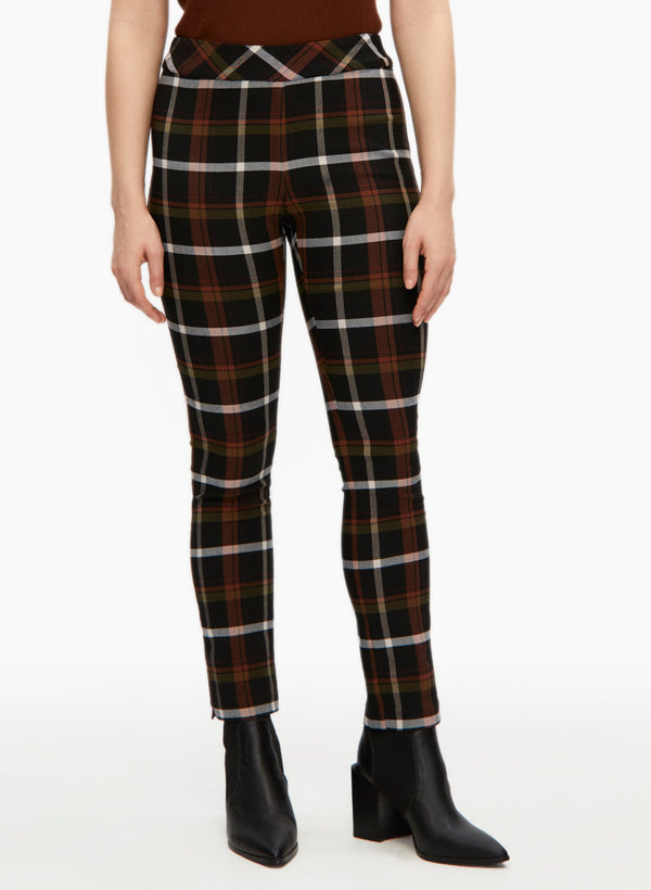 laura Charlie B - Plaid Print Pull-On Pants