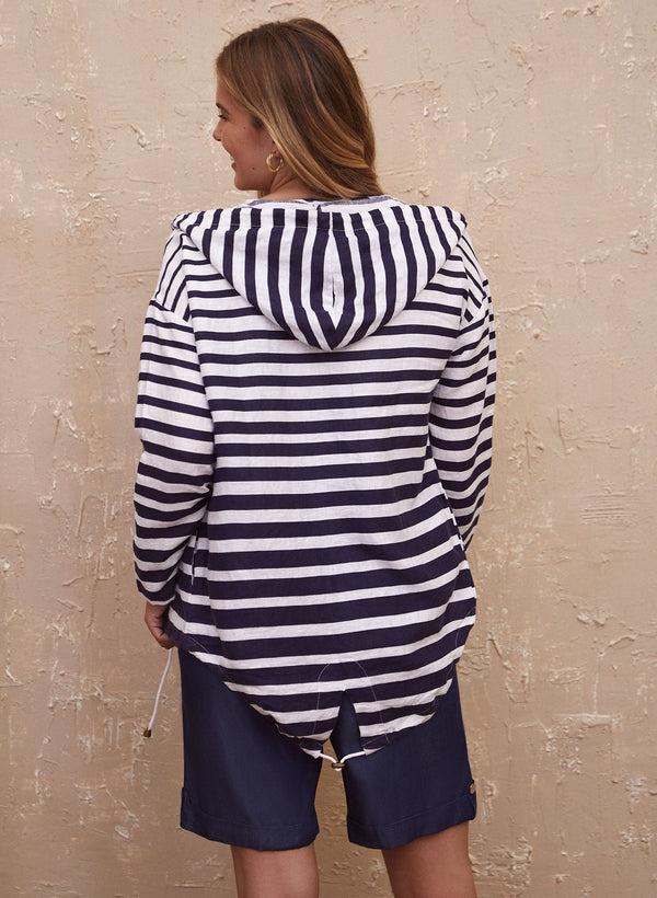 Laura Charlie B - Striped Linen Duster Jacket