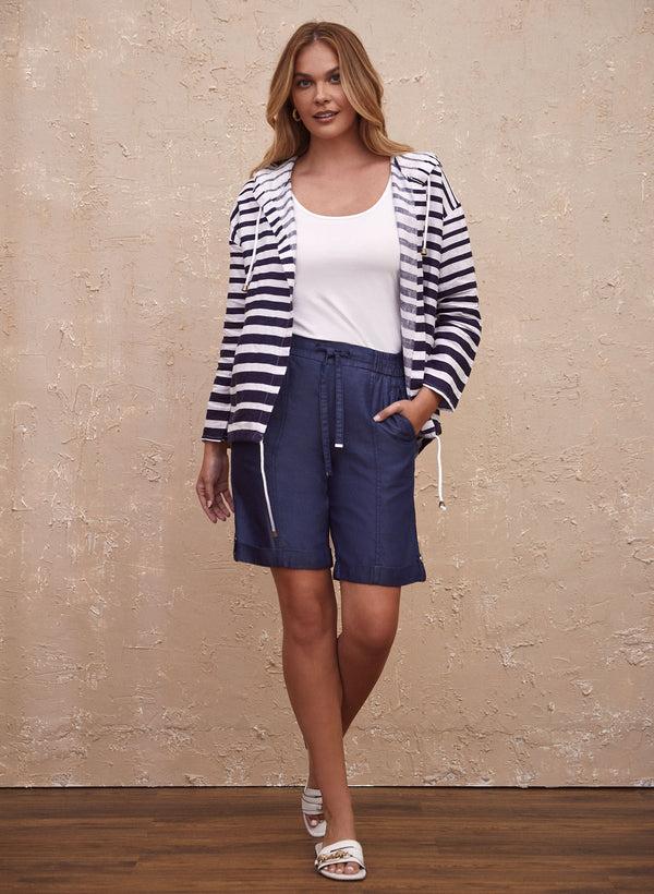 Laura Charlie B - Striped Linen Duster Jacket