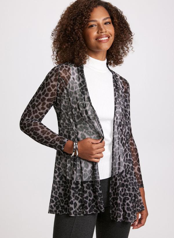 laura Cheetah Print Mesh Layering Top
