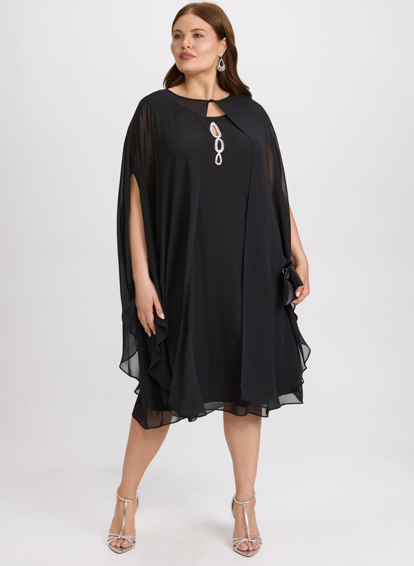 laura Chiffon Dress & Cape Set