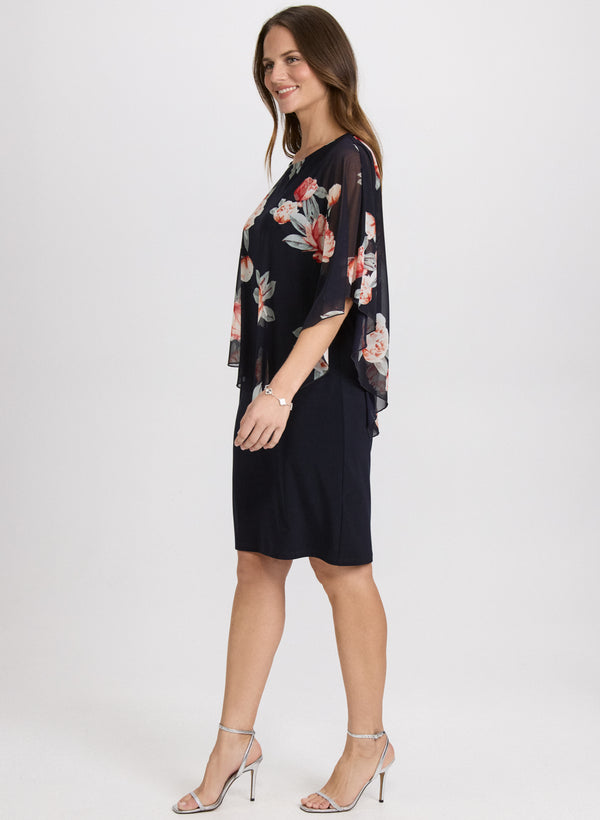 Laura Chiffon Floral Pocho & Jersey Dress