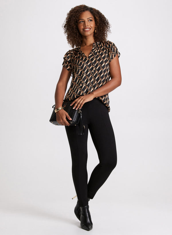 Laura Chloe Enamel Button Hem Leggings - Regular