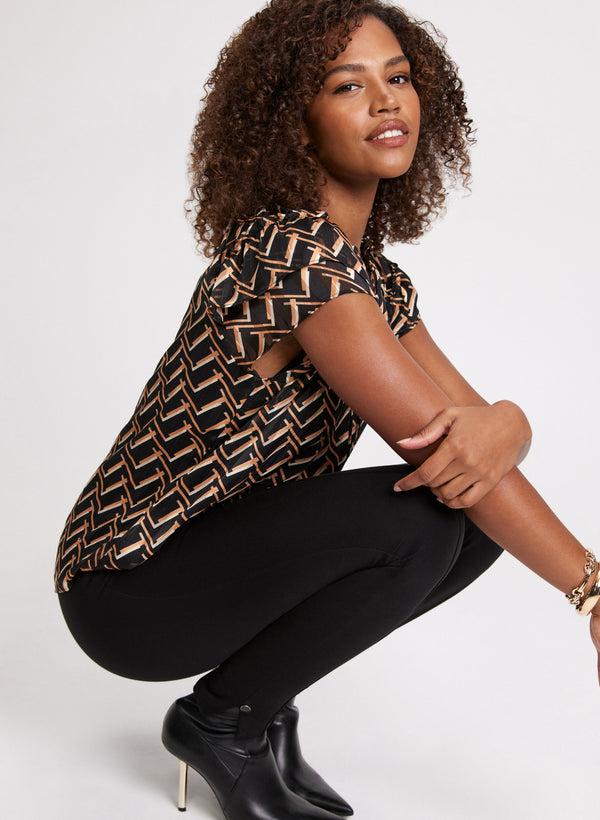 Laura Chloe Enamel Button Hem Leggings - Regular