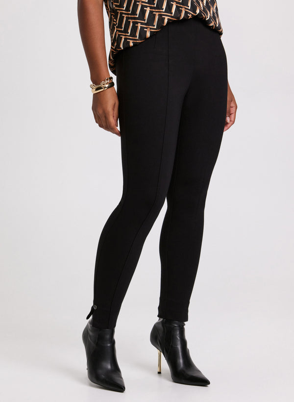 laura Chloe Enamel Button Hem Leggings - Regular