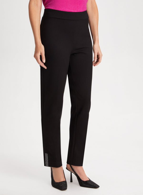 laura City Fit Rhinestone Slit Pants