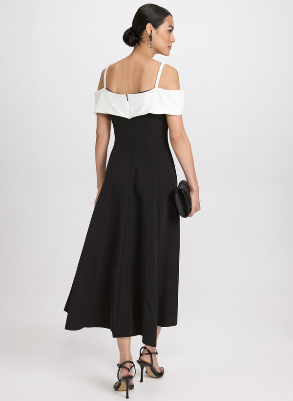 Laura Colour Block Cold-Shoulder Dress
