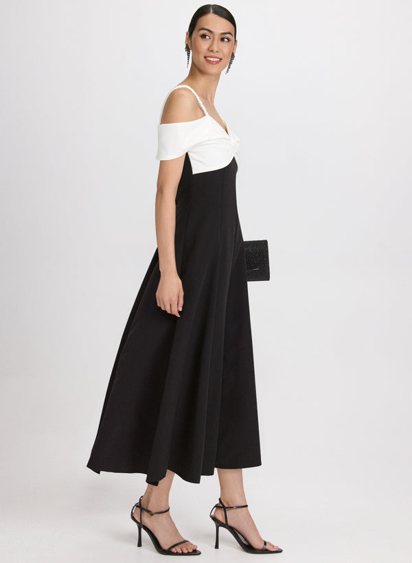 Laura Colour Block Cold-Shoulder Dress