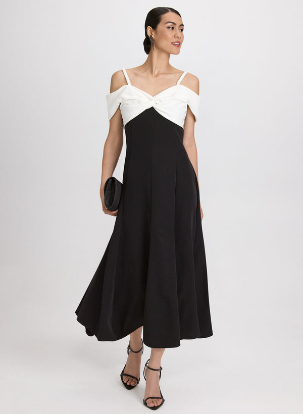 laura Colour Block Cold-Shoulder Dress