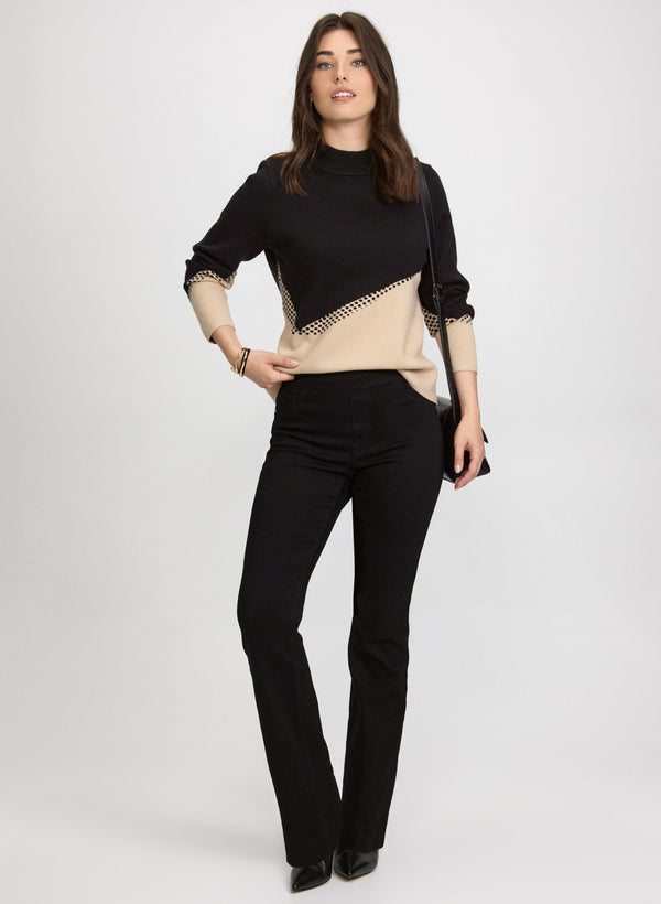Laura Colour Block Mock Neck Sweater