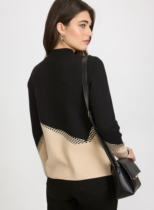 Laura Colour Block Mock Neck Sweater