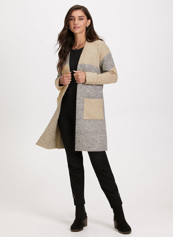 Laura Colour Block Open-Front Cardigan