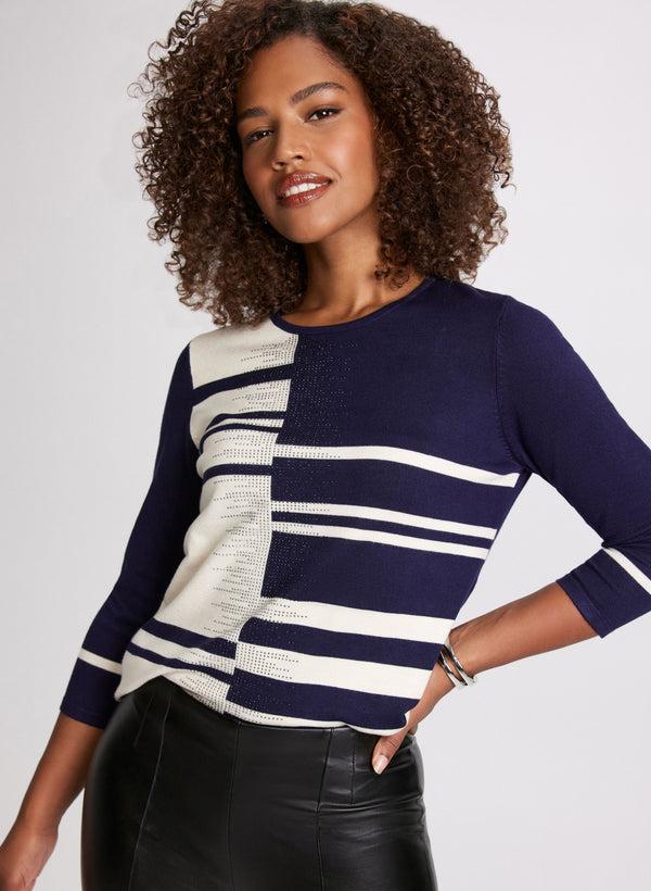 laura Colour Block Stone Embellished Sweater