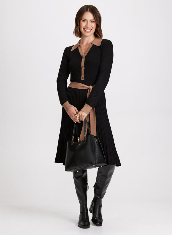 Laura Colour Block Tie Waist Dress