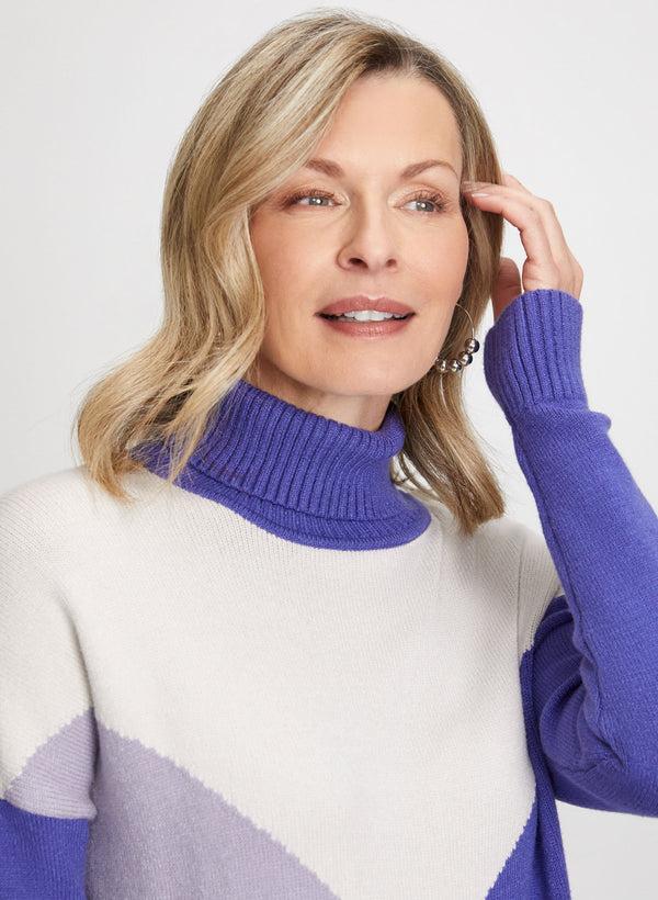 Laura Colour Block Turtleneck Sweater