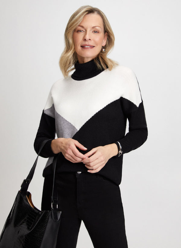 laura Colour Block Turtleneck Sweater