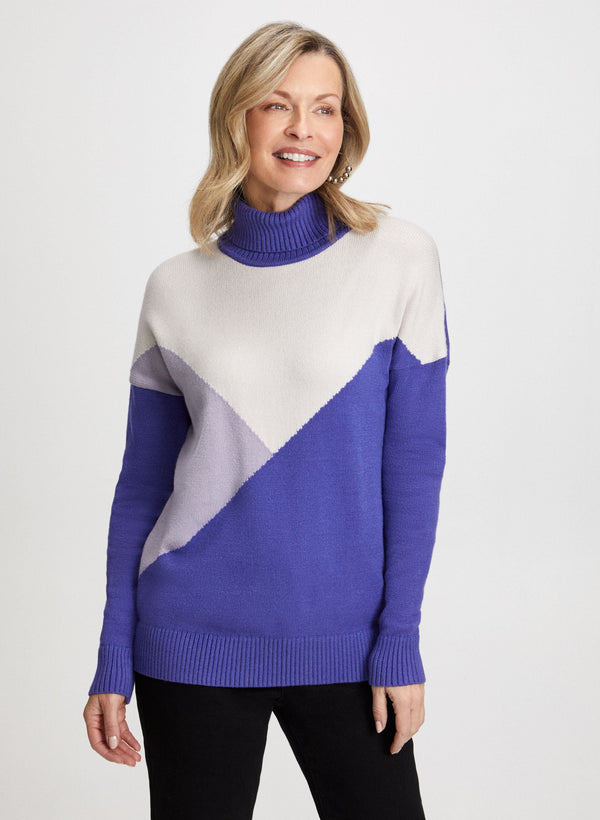laura Colour Block Turtleneck Sweater