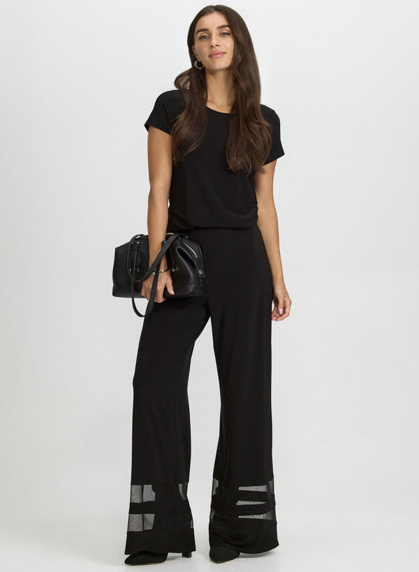 Laura Compli K - Mesh Band Wide-Leg Pants
