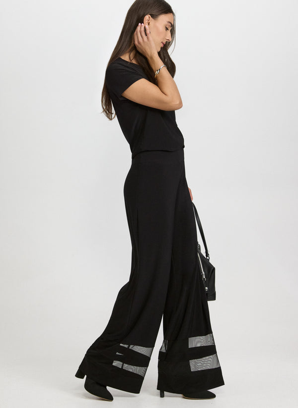 Laura Compli K - Mesh Band Wide-Leg Pants