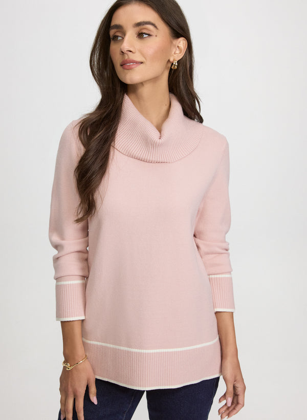 laura Contrast Cowl Neck Sweater