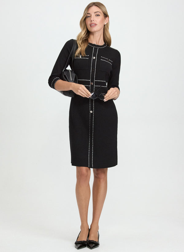 laura Contrast Stitch Sweater Dress