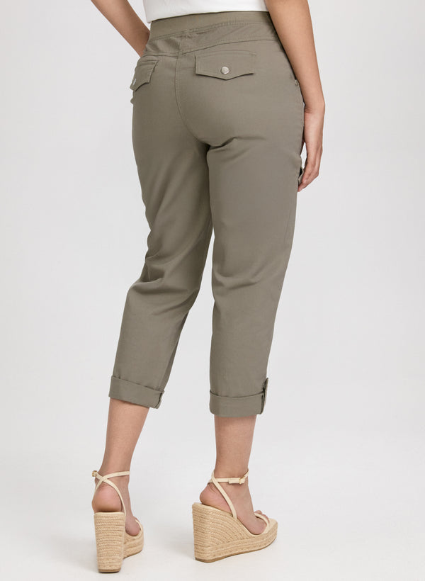 Laura Cotton Drawstring Waist Cargo Capris