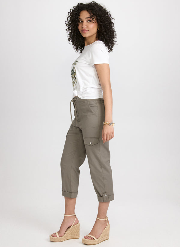 Laura Cotton Drawstring Waist Cargo Capris