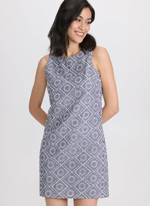 Laura Cotton Eyelet Embroidered Dress