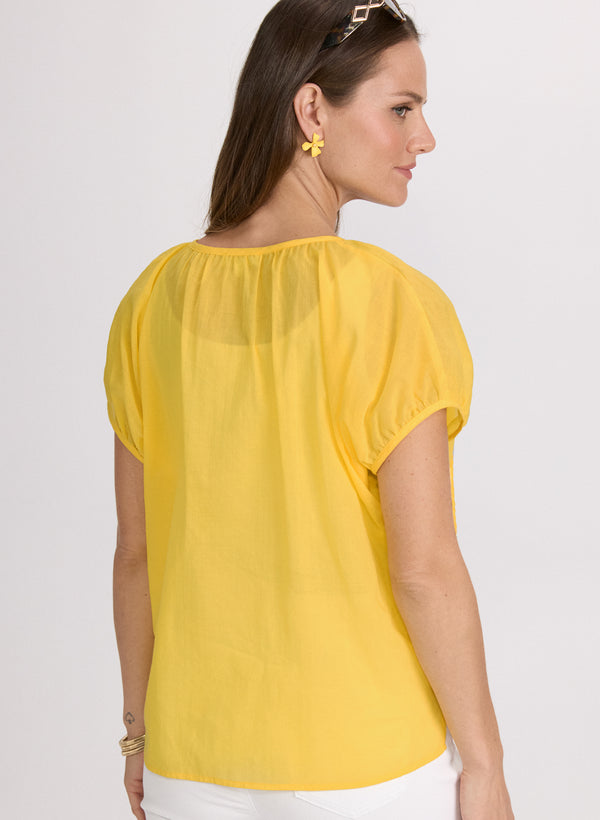 Laura Cotton Puff Sleeve Blouse