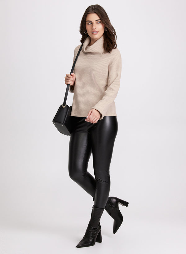 Laura Cowl Neck Rib Knit Top