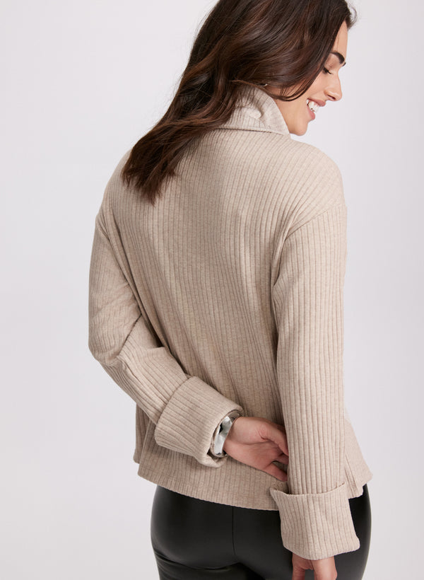 Laura Cowl Neck Rib Knit Top