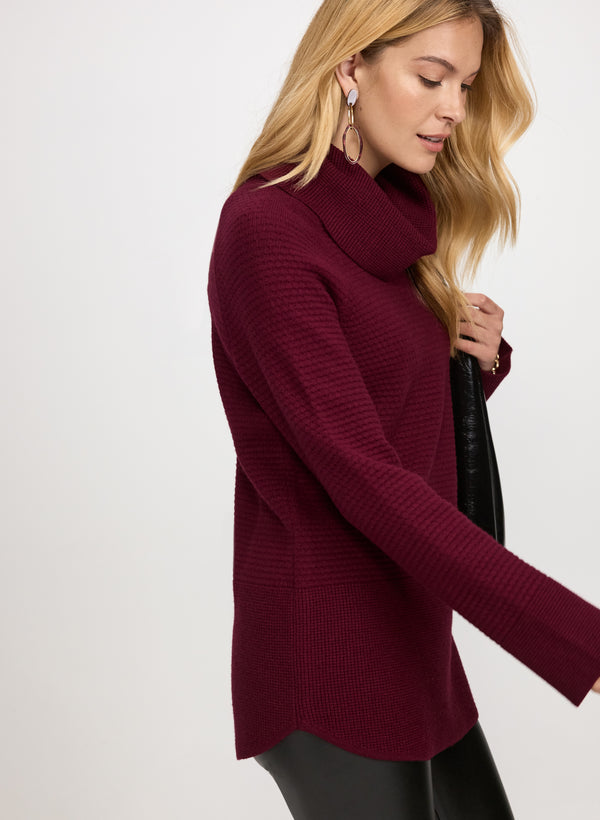 Laura Cowl Neck Waffle Knit Sweater