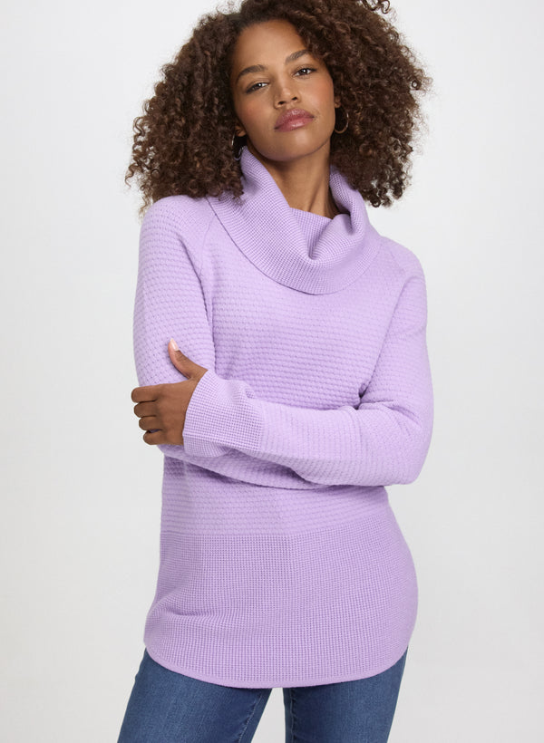 laura Cowl Neck Waffle Knit Sweater