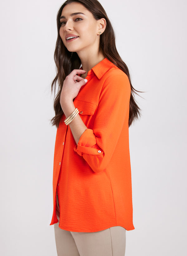 Laura Crepe Button-Down Blouse