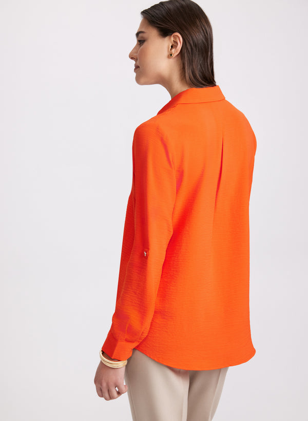 Laura Crepe Button-Down Blouse