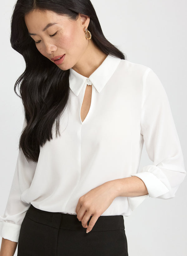 laura Crepe Keyhole Blouse