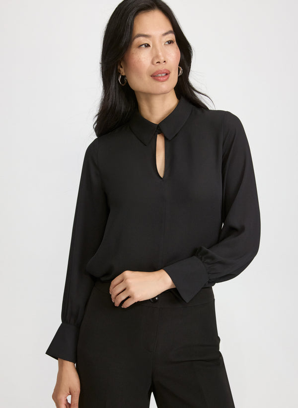 laura Crepe Keyhole Blouse