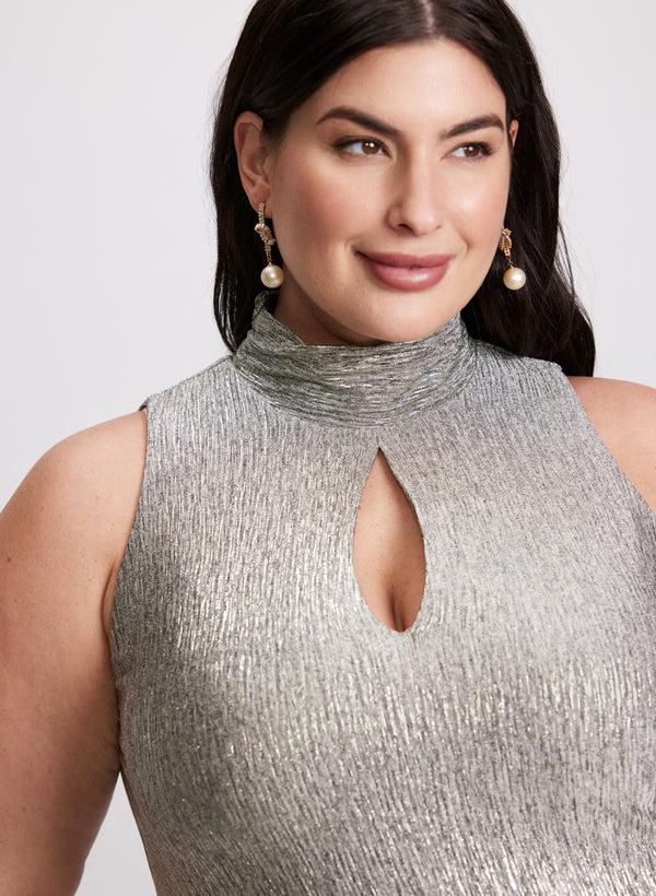 Laura Crinkle Foil Knit Top