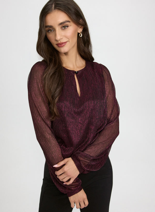 laura Crinkle Lurex Blouse