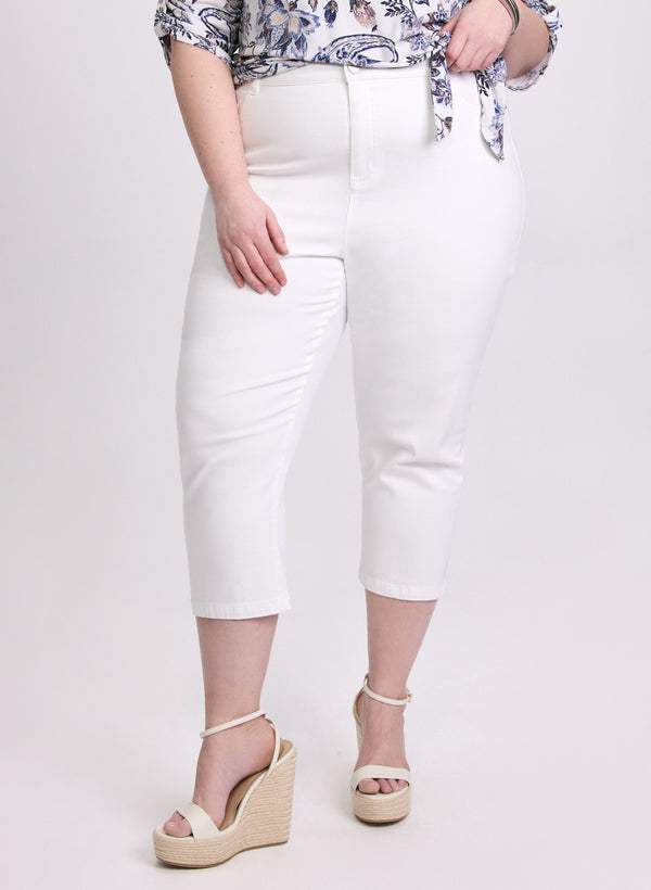 laura Crochet Trim Denim Capris