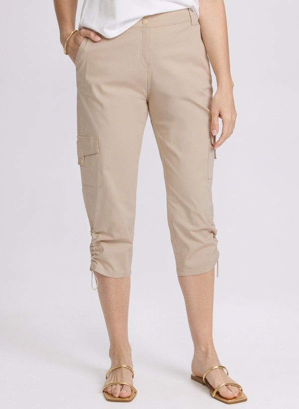 laura Cropped Drawstring Hem Cargo Pants