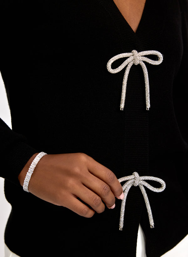 Laura Crystal Bow Embellished Cardigan