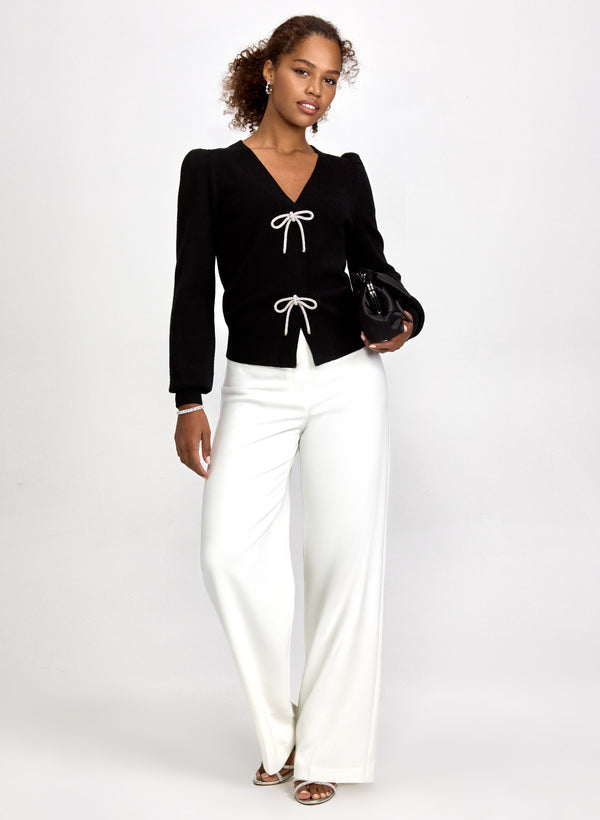 Laura Crystal Bow Embellished Cardigan