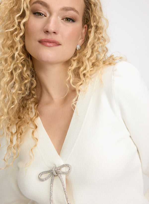 Laura Crystal Bow Embellished Cardigan