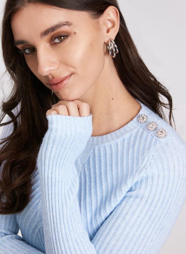 Laura Crystal Button Embellished Sweater