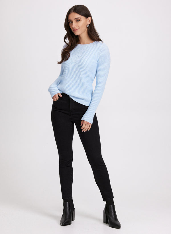 Laura Crystal Button Embellished Sweater