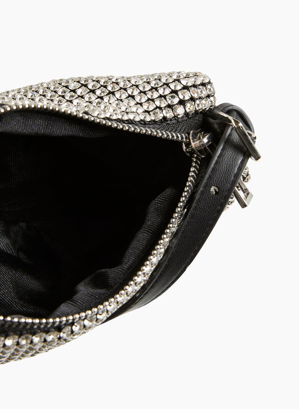 Laura Crystal Detail Half-Moon Bag