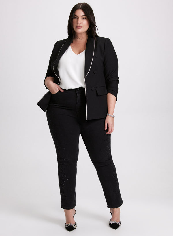 laura Crystal Detail Jacket & Straight-Leg Jeans