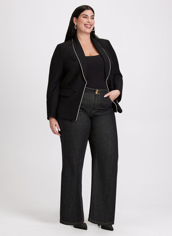 laura Crystal Detail Jacket & Wide Leg Bootcut Jeans