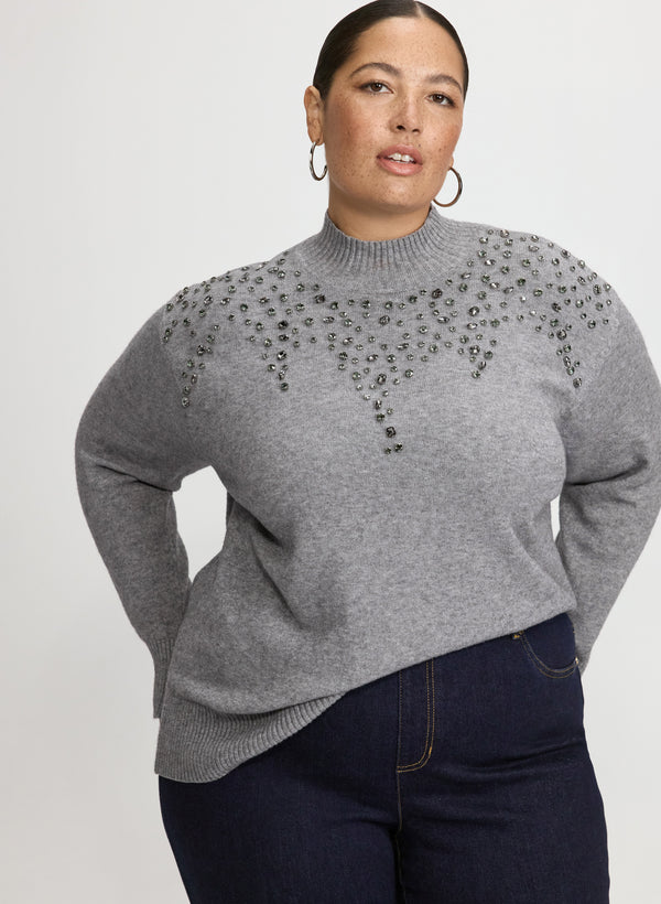 laura Crystal Embellished Sweater